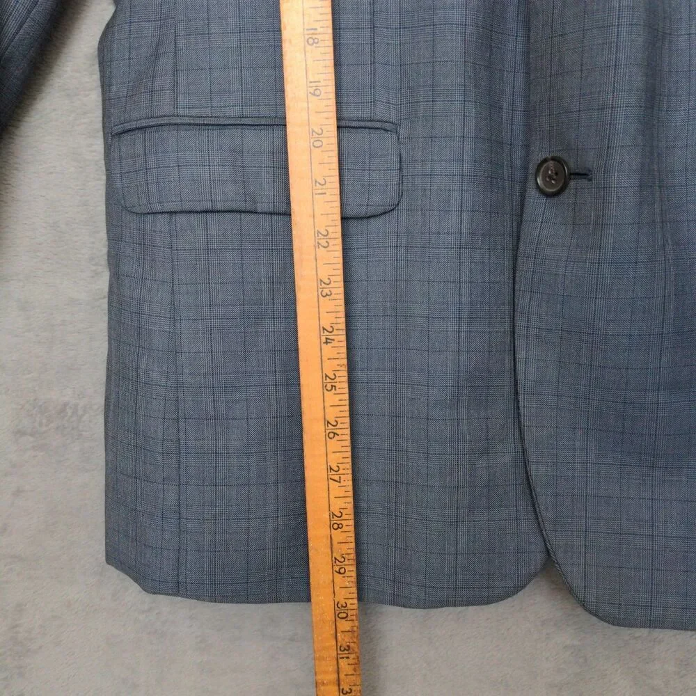 Banana Republic Guabello Standard Fit Blazer 40R Blue Glenn Plaid 100% Wool